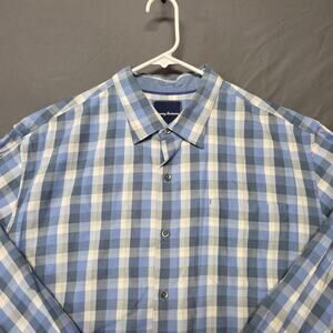 Tommy Bahama Mens XL Shirt Blue White Plaid Long Sleeve